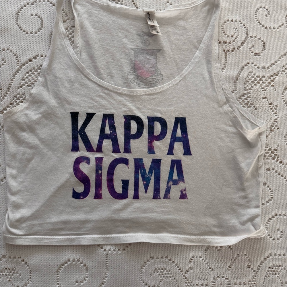 Bella Canvas White Tank Top with Purple Kappa Sigma Design Medium/Large